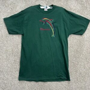 Sherry's Best Graphic T-Shirt Mens Large Green Florida Dolphin Embroidered USA